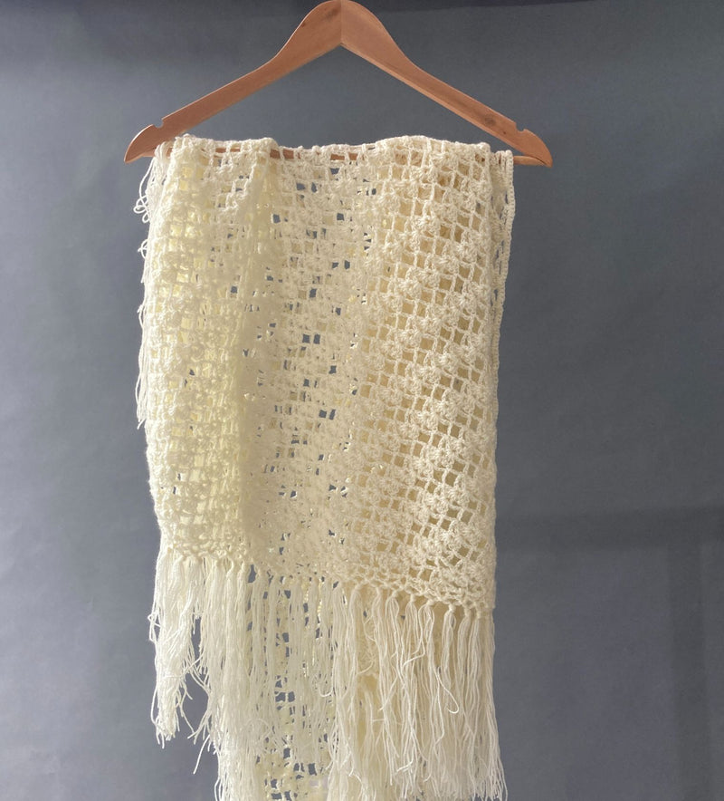 Cream crocheted shawl